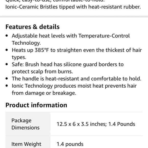 Hot & Straight Straightening Salon Brush with Temperature Control by Esplee, Red - Picture 4 of 7